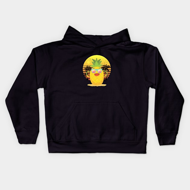 Pineapple Summer Vibes Kids Hoodie by balibeachart